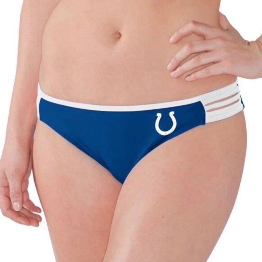 NFL Team Apparel Indianapolis Colts Bikini Bottoms Blue White Strappy